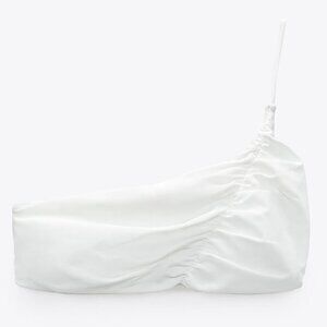 ZARA WHITE ASYMMETRIC BIKINI TOP